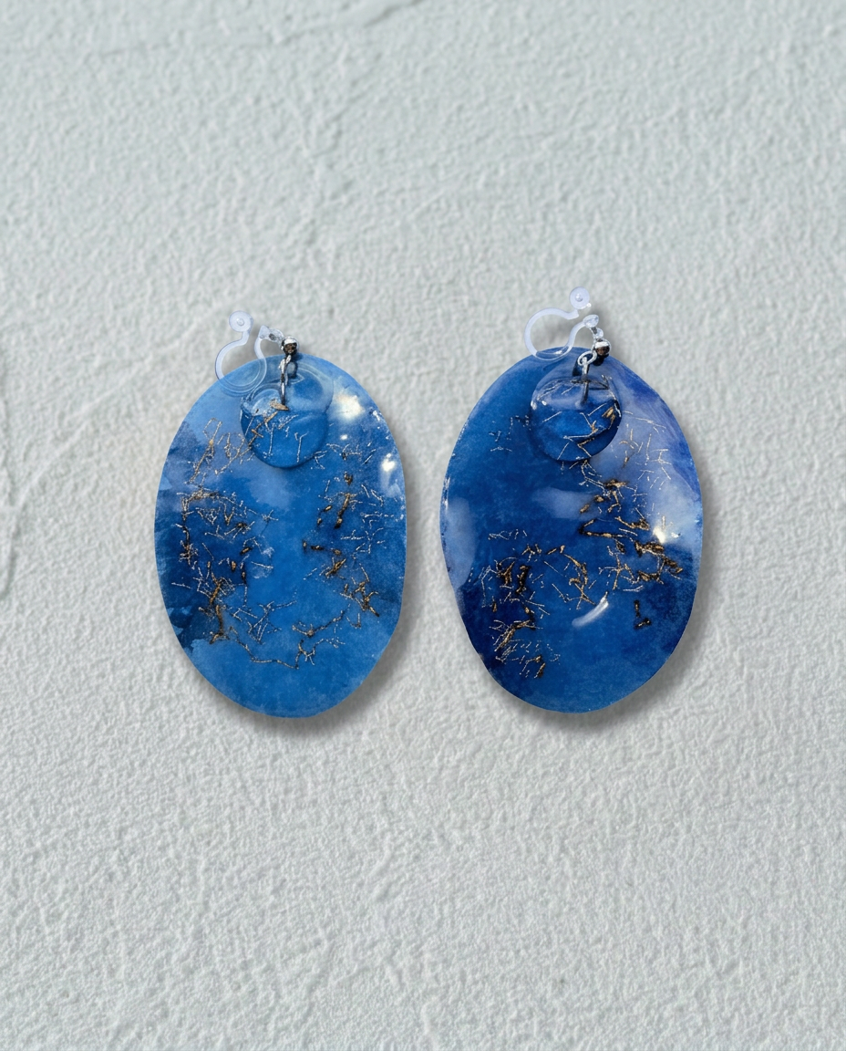 Japanese Washi Paper Jewelry | CLIP-ON EARRINGS 016 | moi.toi. | VOJ